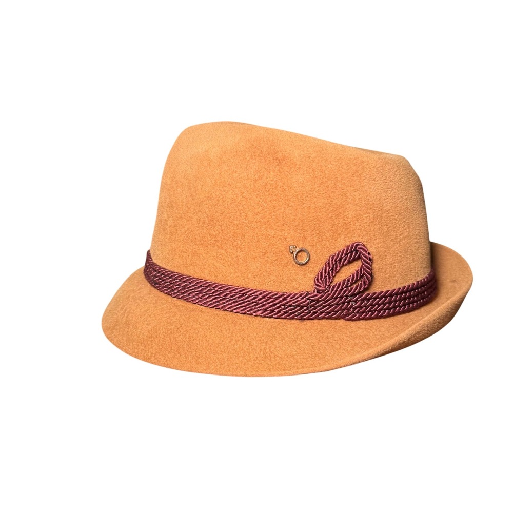 Kevin McAndrew Hat Co. Fedora Hat Amber Felt Bow Detail Size‎ 7 1/2